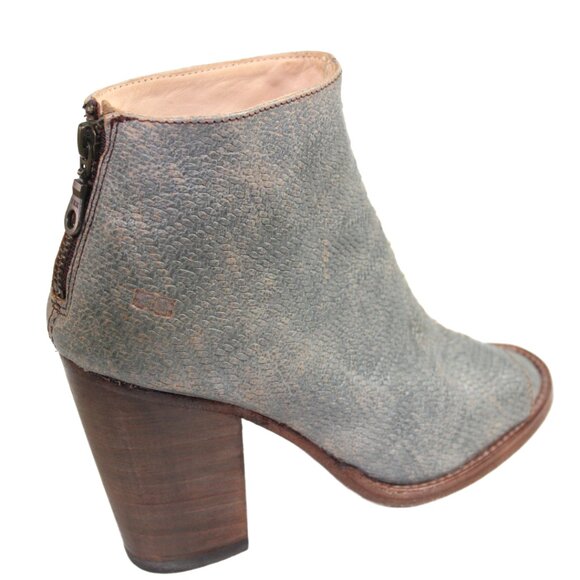 Bed Stu Onset Gray Washed Peep Toe Stacked Heel Bootie, 6.5 - Picture 5 of 9
